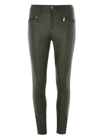 Dorothy Perkins Khaki Zip Coated Frankie- Super Skinny Fit Jeans