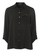 Dorothy Perkins Black Pocket Roll Sleeve Shirt