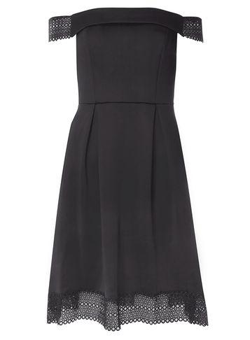 Dorothy Perkins Black Bardot Lace Fit & Flare Dress