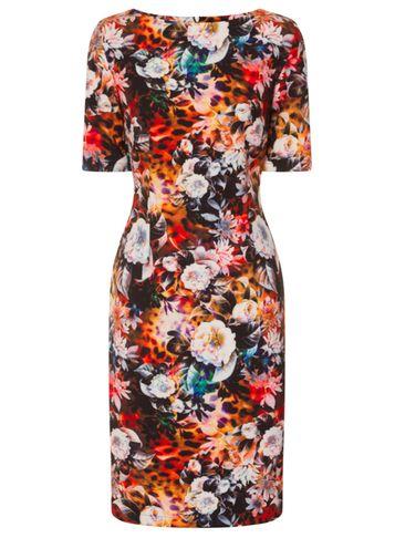 Dorothy Perkins *paper Dolls Leopard Floral Wiggle Bodycon Dress
