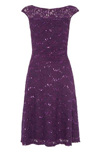 Dorothy Perkins *roman Originals Purple Fit And Flare Dress
