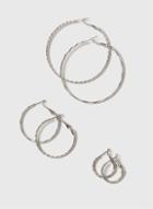 Dorothy Perkins Silver Look Diamond Cut Hoop Earring Pack