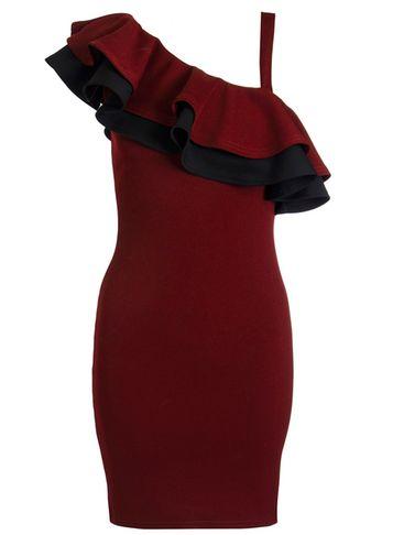 Dorothy Perkins *quiz Red One Shoulder Frill Dress