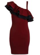 Dorothy Perkins *quiz Red One Shoulder Frill Dress
