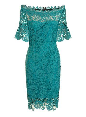 Dorothy Perkins *paper Dolls Green Lace Bardot Dress