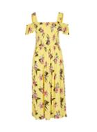 Dorothy Perkins Yellow Floral Print Shirred Dress