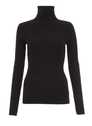 *quiz Black Ribbed High Neck Knitted Top