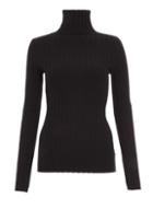 *quiz Black Ribbed High Neck Knitted Top