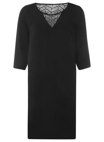 Dorothy Perkins *vila Black 3/4 Sleeve Lace Shift Dress