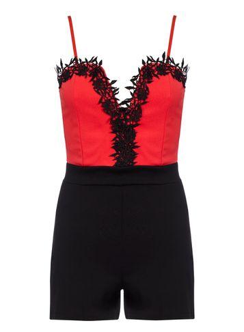Dorothy Perkins *quiz Lace Trim Playsuit