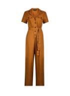 Dorothy Perkins Rust Utility Linen Look Jumpsuit