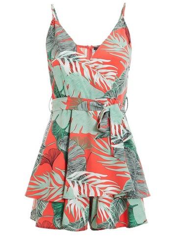 *quiz Green Tropical Print Playsuit