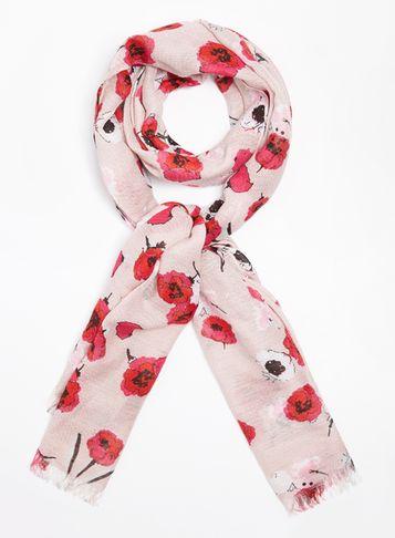 Dorothy Perkins Pink Falling Rose Scarf