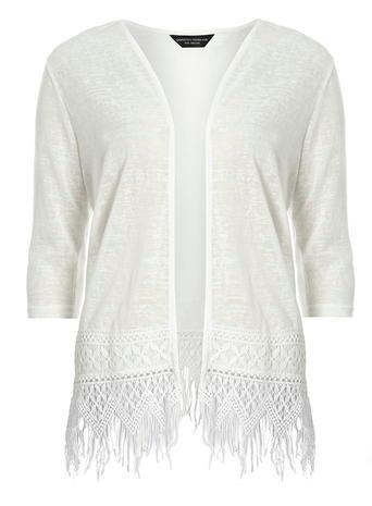 Dorothy Perkins Ivory Fringe Hem Cardigan