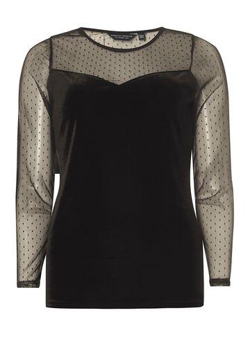 Dorothy Perkins Black Velvet Dobby Top