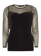 Dorothy Perkins Black Velvet Dobby Top