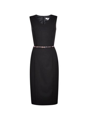 Dorothy Perkins *tall Black Snake Print Belt Shift Dress