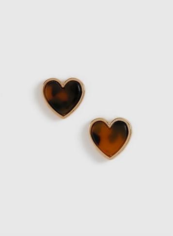 Dorothy Perkins Brown Tortoise Heart Stud Earrings