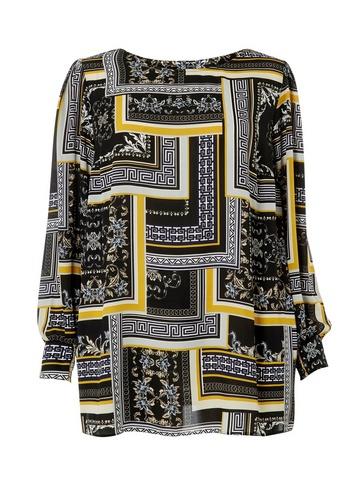 Dorothy Perkins *dp Curve Multi Coloured Scarf Print Long Sleeve Shirred Soft T-shirt