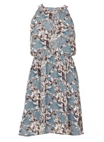 Dorothy Perkins *tenki Blue Floral Halter Neck Tea Dress