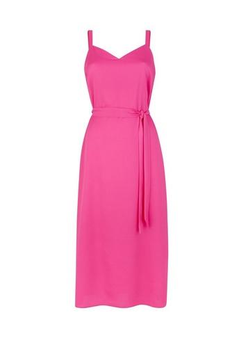 Dorothy Perkins Petite Pink Tie Midi Dress
