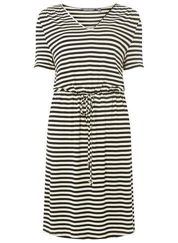 Dorothy Perkins *tall Black And Cream Striped Skater Dress