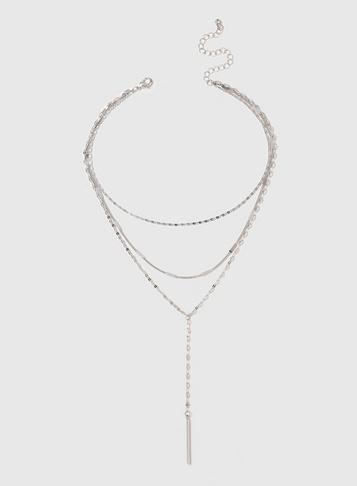 Dorothy Perkins Silver Mix Chain Multirow Choker Necklace