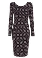 Dorothy Perkins *quiz Black And Bronze Print Dress