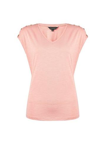 Dorothy Perkins Blush Slub Button T-shirt