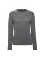 Dorothy Perkins Charcoal Button Detail Brushed Crew Neck Jumper