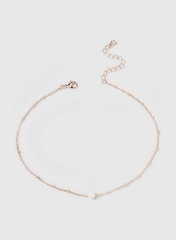Dorothy Perkins Rose Gold Faux Pearl Choker Necklace
