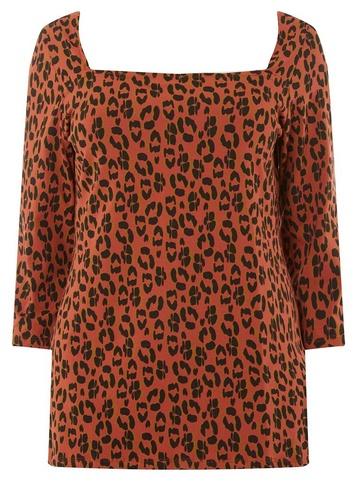 Dorothy Perkins *dp Curve Rust Animal Print Square Neck Top