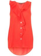 Dorothy Perkins Red Ruffle Front Sleeveless Top