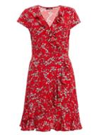 *quiz Red Floral Print Frill Dress