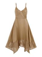 *little Mistress Khaki Satin Hanky Hem Dress