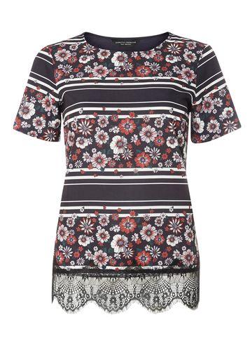 Dorothy Perkins Black Stripe Floral T-shirt