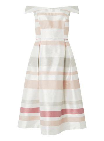Dorothy Perkins *luxe Multi Coloured Striped Bardot Prom Dress