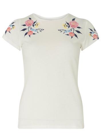 Dorothy Perkins Petite Ivory Floral Embroidered T-shirt