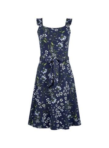 Dorothy Perkins Navy Ruffle Tie Fit And Flare Dress