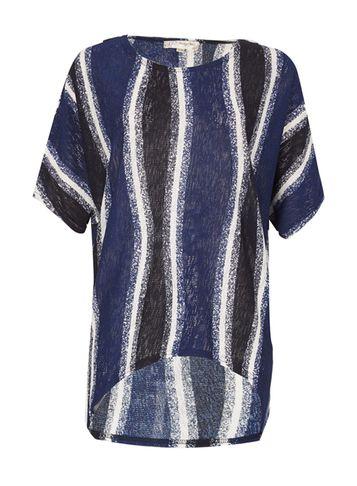 Dorothy Perkins *voulez Vous Navy Wave Print Sponge Top