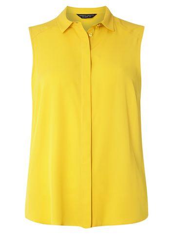 Dorothy Perkins Ochre Collar Sleeveless Shirt