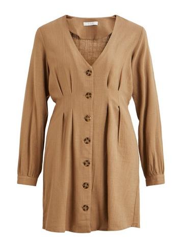 *vila Beige Long Sleeve Shirt Dress