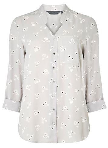 Dorothy Perkins *tall Grey Roll Sleeve Shirt
