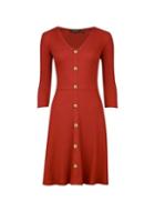 Dorothy Perkins Rust Ribbed Fit And Flare Dress