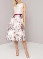 Dorothy Perkins *chi Chi London Pink Floral Print Midi Skater Dress