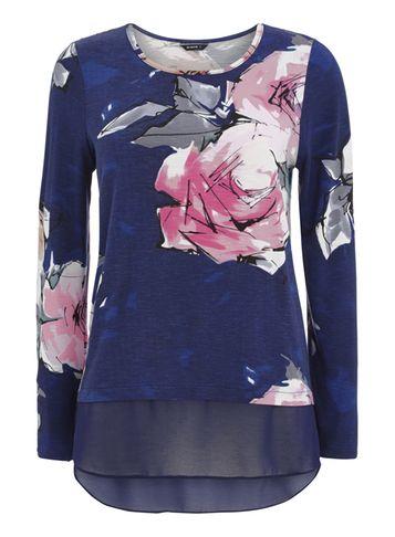 Dorothy Perkins *roman Originals Navy Chiffon Hem Top