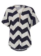 Dorothy Perkins *izabel London Navy Zig Zag Zipped Top