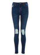 Dorothy Perkins *quiz Mid Blue Skinny Rip Knee Jeans