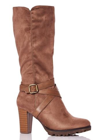 Dorothy Perkins *quiz Taupe Faux Suede Calf Boots