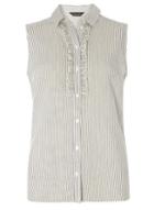 Dorothy Perkins Pinstripe Ruffle Front Shirt